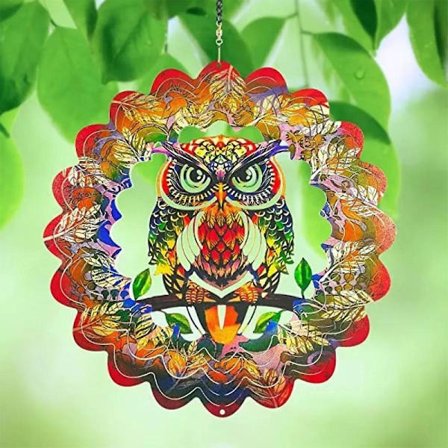 Metal Vindsnurra - 3d Hängande Vindsnurra, Owl Spinner