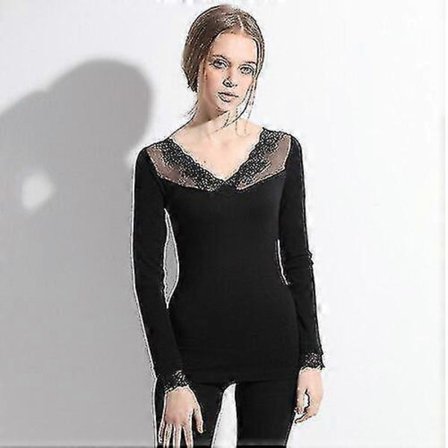 2 stk. Blonde Langærmet Johns Bomuldstøj Til Vinter Dame Varm Termisk Skjorte Undertøj Sæt Slank Blød Tyk Sømløs Form