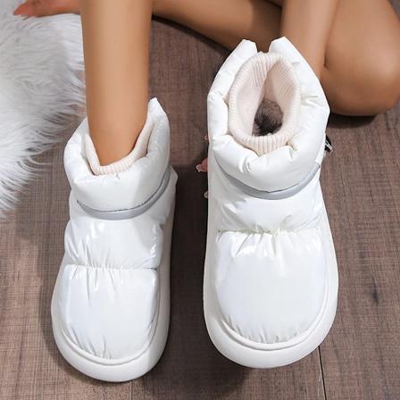 Vintervarme Bomuldsforet Sko til Kvinder Tyk Sål Nedvandtætte Sne Støvler til Kvinder 2023 Anti-Slip Platform Ankel Botas Mujer WHITE 38-39
