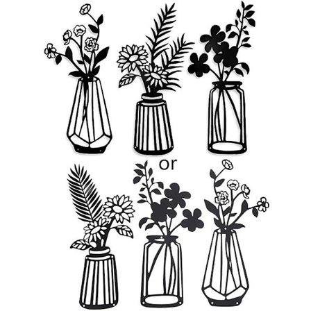 3 kpl metallikukka musta rauta lanka sisustus kukka seinäveistos olohuoneeseen