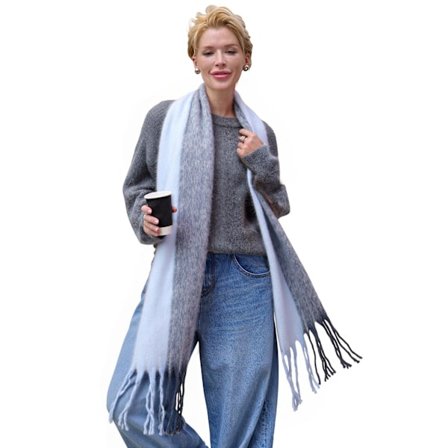 Skjerf for kvinner, varmt vinterteppe-skjerf i tartanmønster, koselig moteomslag for kaldt vær, fargerikt strikket sjal-tilbehør