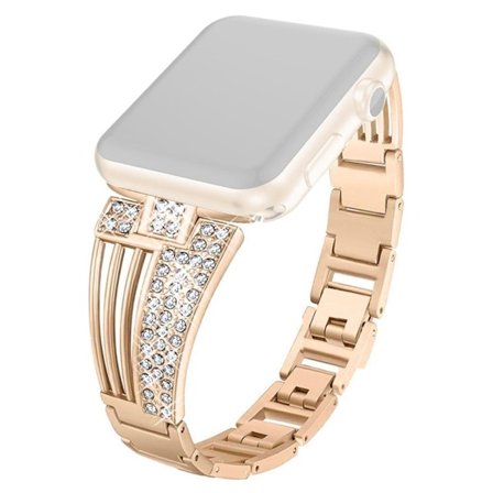 Apple Watch Series 8 (45mm) / Watch Ultra coolt klockarmband med strassdekor - Roséguld