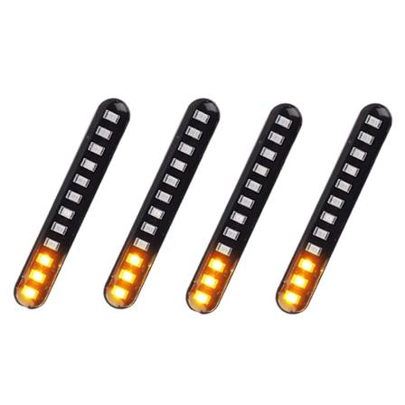 4 stk. Bilmotorsykkel Flytende Vann Halebremslys 12 Led Blinklys Stripe 3528smd Skiltplate
