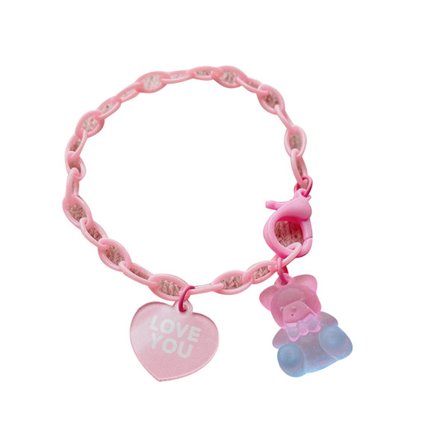 Färgglatt armband med Love You Heart & Bear hänge Gummy Bear Smycken Födelsedagspresent för alla hjärtans dag till flickvän