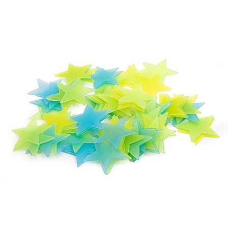 Väggdekoration - 100-pack självlysande stjärnor i flera färger