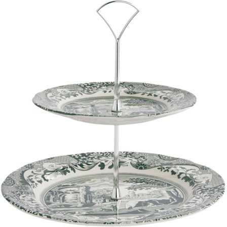 Spode Heritage Green Italian kakfat 2-vånings, grön/vit | Dukning & Servering > Tårtfat > Kakfat | Bagaren och Kocken