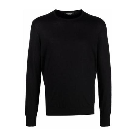 Z Zegna, Round-neck Knitwear Zwart, Heren, Maat:L
