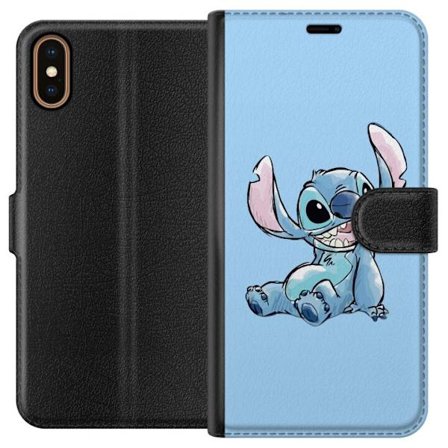 Kompatibelt Lommeboketui til Apple iPhone X Håndtegnet illustrasjon av sittende Stitch mot lysblå ensfarget bakgrunn