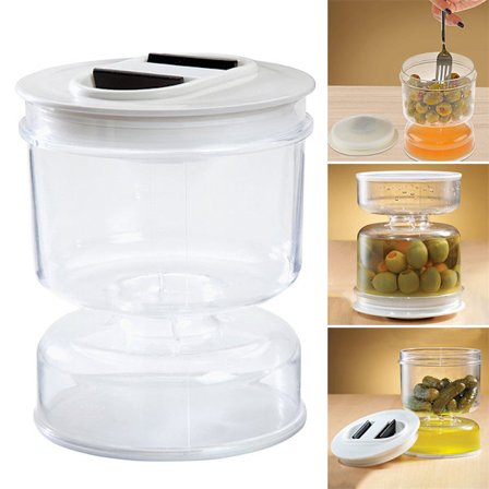 Pickle & Olive Burk Behållare med sil Läcksäker förseglad plast för hemmet