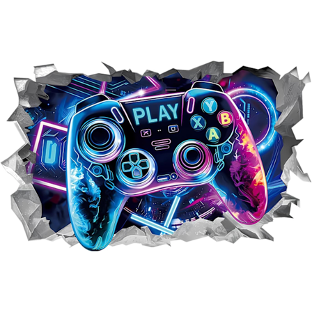 3D Veggklistremerker for Spill, Store Spillkontroll-klistremerker, 3D Kontroll Veggklistremerke, Gamer Veggplakat Dekor, Gutter Hybel Veggklistremerke