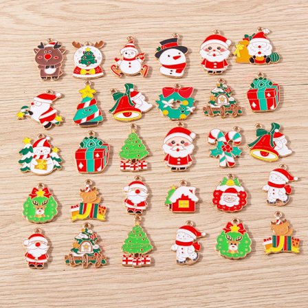 10pcs/lot Mix Cartoon Enamel Christmas Snowman Santa Claus Bells Charms for Jewelry Making DIY Earrings Necklace Crafts Supplies