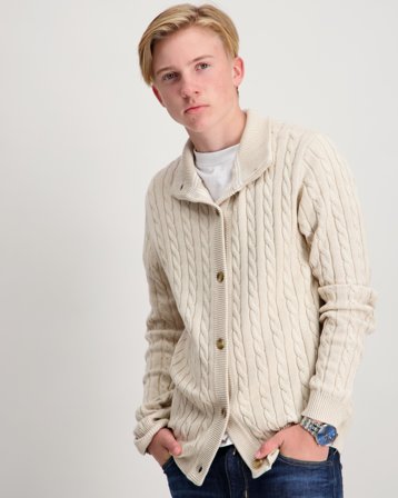 RYVLS Cable Knit Cardigan Beżowy Swetry Chłopiec - Kids Brand Store