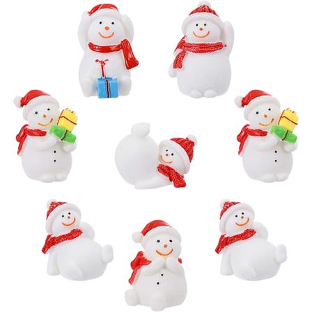 8 stk Mini Nisse Snømann Figuriner Miniatyr Snømann Figurer Harpiks Snømann Ornament Julefestgaver for Julfest Skrivebordsdekorasjon
