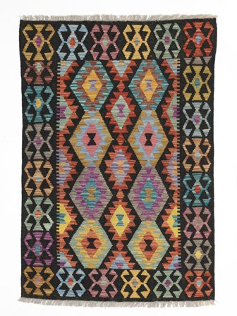 Kelim Afghan Old Style Matot 105X152 Musta/Tummanpunainen Villa