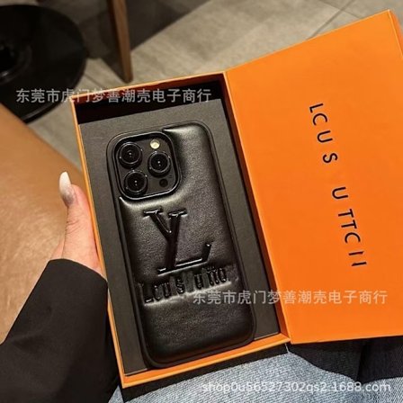 Fodral för iPhone 14 svart lädertextur