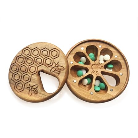 Trämedicinlåda 7 dagar Anpassad pillerlåda Organizer Naturligt träbehållare -