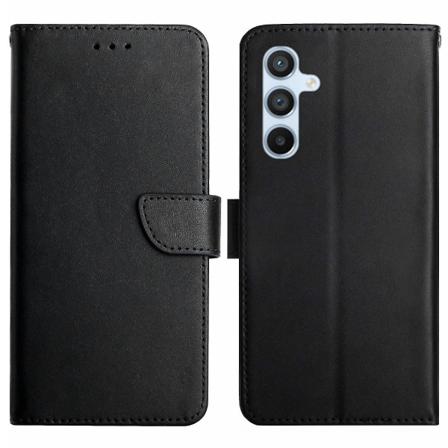 For Samsung Galaxy A25 5G Nappa Texture Telefonlommebokveske Ekte kuskinnstativ Telefondeksel Black