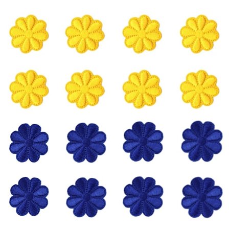 Broderad patch, patch-16 stycken (gul/mörkblå)