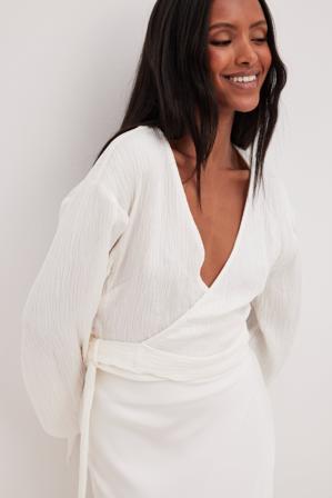 NA-KD Blouse cache-cœur nouée sur le devant à col en V - Sets - Blanc - EU 40