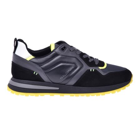 Baldinini Low-top trainers in leather and fluoresecent fabric Sort, Herre, Størrelse: 42 1/2 EU