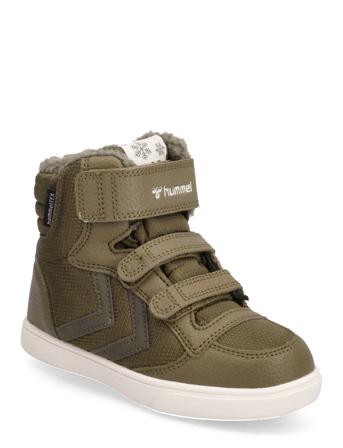 Stadil Super Poly Boot Recycled Tex Jr Vinterkängor Med Kardborreband Khaki Green Hummel