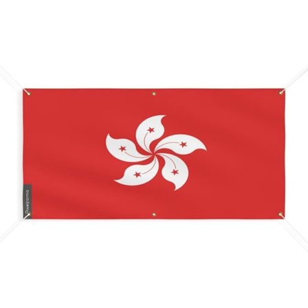 Hong Kong Flag Banner 6 Øjer 50x100cm i polyester