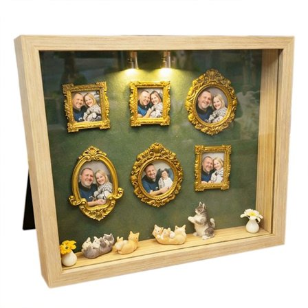 DIY Mini Museum-Silhuetboks Personlig Foto Mini Museum-Silhuetboks Med LED-lys Gave Til Katteelskere
