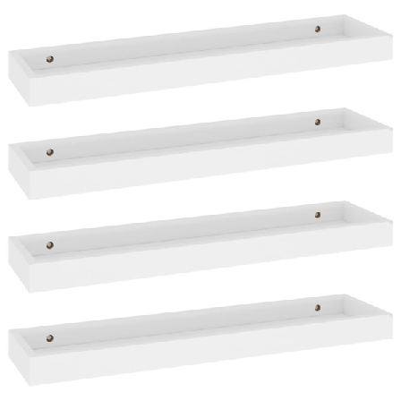 Vidaxl Vägghyllor Med Kant 4 St Vit 60x15x4 Cm Mdf Vit