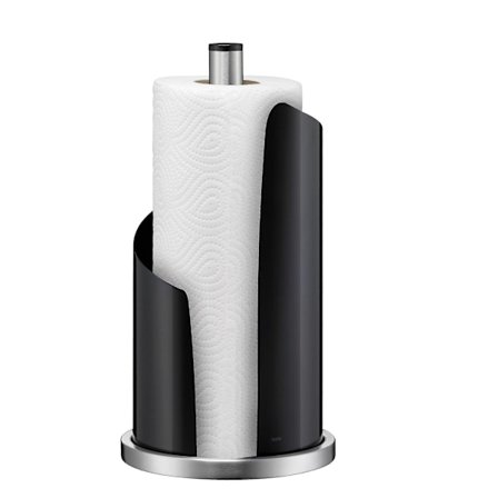 Keittiöpaperiteline, ruostumaton teräs musta, seisova 33,5 cm, paksuille rullille (LGL)