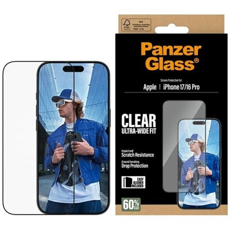 PanzerGlass Ultra-Wide Fit EasyAligner herdet glass for iPhone 17 / 16 Pro