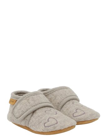 En Fant Wool Slippers W. Embroidery - Grey - 23