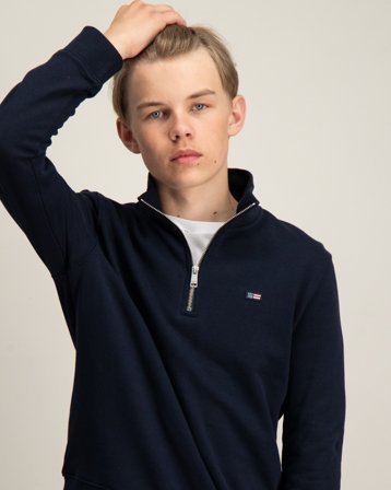 Lexington Terry Organic Cotton Half Zip Sweater Blå Genser Gutt - Kids Brand Store