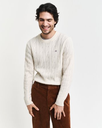 GANT Herren Lambswool Zopfstrick Rundhalspullover (XL)