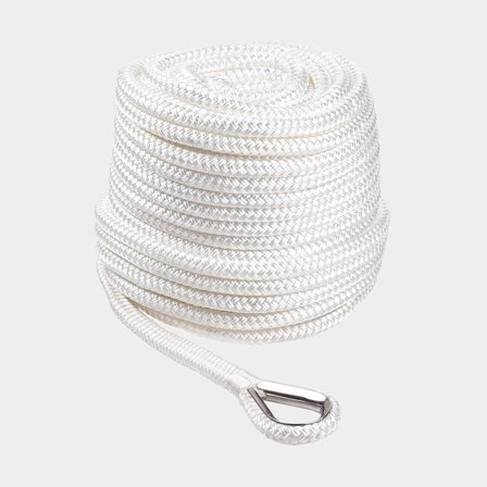 Cima d'ancora con redancia in acciaio inox Qvarken Dockline, poliestere intrecciato, Ø16 mm, 40 metri, bianco