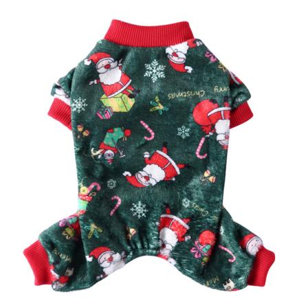 Julmönster tröja Pyjamas för små medelstora hundar, julkläder Nyår Jumpsuit för hund Coral Fleece tröjor Varm kappa SDZ112 L