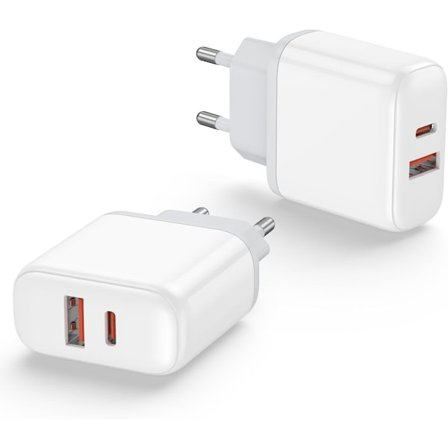 2 kpl pikalataussovitin, 20 W kaksoisporttinen USB-C-pikalaturi PD 3.0 -pistokesovitin, yhteensopiva iPhone 15 14 13 12 11 X Pro Max-XF17- kanssa