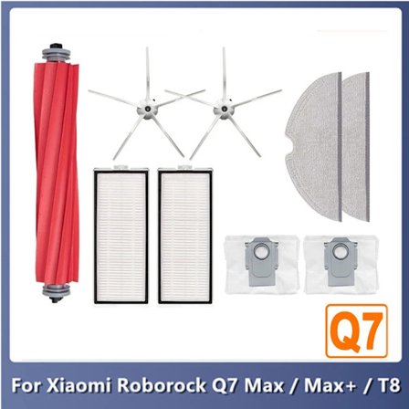 Xiaomi Roborock Q7 Max, Q7 Max+, Q7 Plus, T8 -imurin varaosasuodatin, pääharja, sivuharja, moppi, pölypussit, tarvikkeet