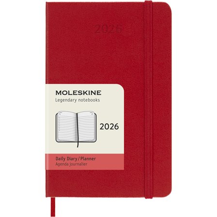 Moleskine Calendrier 12M Daily 2026 Hardcover Pocket Red