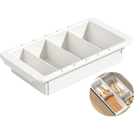 Besticklådearrangör, bestickbricka i plast, justerbar besticklådearrangör, bestickarrangör