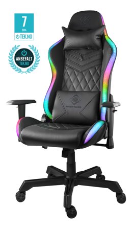Deltaco Gaming chair, PU leather, RGB, 332 settings, Black