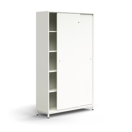Schiebetürenschrank QBUS, abschließbar, 2020x1200x400 mm, weiß