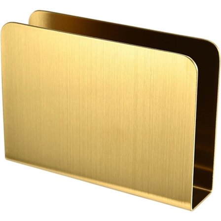 Vertikal serviettholder for bord, rustfritt stål serviettholdere for kjøkkenbenker spisedekor bondehus, gullfarget firkant