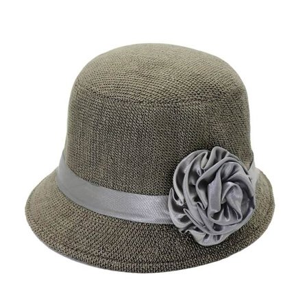 Naisten 1920-luvun Vintage Villahuopa Bowler Bucket -hattu Kukka Derby -hattu Retro Muoti Lämmin Pehmeä (Harmaa)