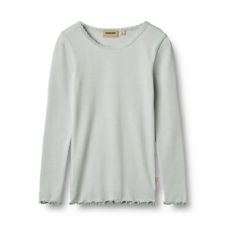 WHEAT Rib T-Shirt Long Sleeve Reese Soft Blue Str 152/12 år, Tøj & Bolig, Børnetøj, Børneundertrøjer