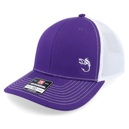 Skillfish - Lilla trucker Caps - White Fish Hook Logo Purple/White Trucker @ Hatstore