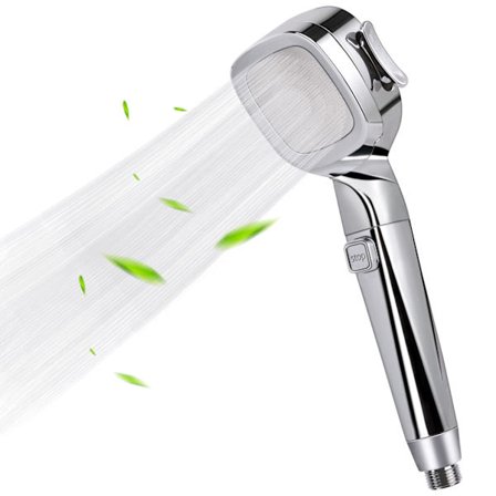 Dusjhode med høyt trykk, dusjhoder med dusjfilterkjerne, 4 spraymoduser og pausbryter (dusjhode uten slange) (krom)