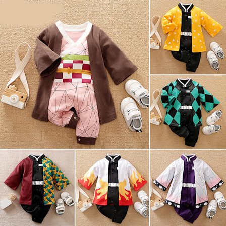 Mub- Custom kids cosplay clothing 0-1 year old baby one-piece Japanese anime cosplay baby clothes personality romper costume