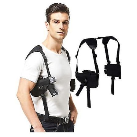 Skulderhylster til skjulte våben, der passer til kompakte til store pistoler med magasinlomme til venstre og højre pistoltillbehør