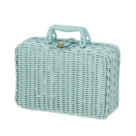 Håndvævet opbevaringsboks imiteret rattan kuffert BLÅ