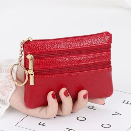Kvinnor Plånbok Clutch Zip Kort Liten myntväska Mjuk Mini Korthållare Plånbok Pengar Väska Red